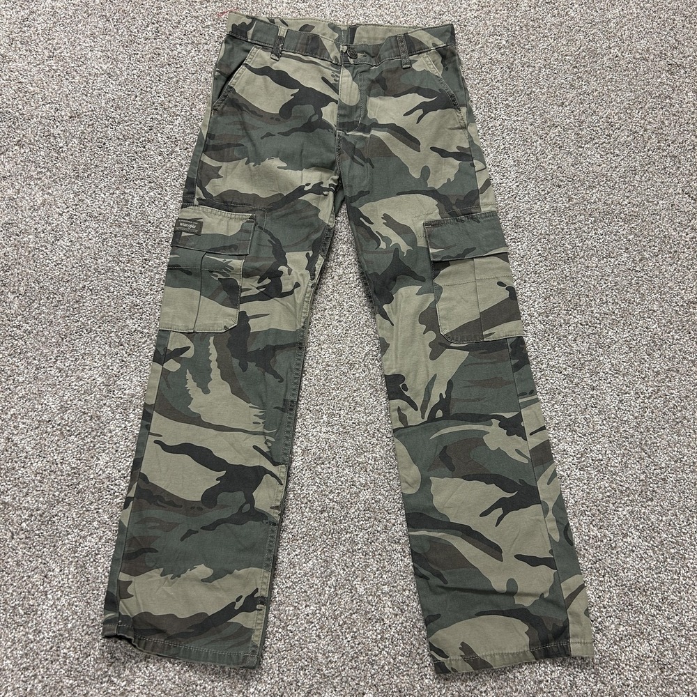 Wrangler Cargo Pants Boys 12 Regular Camo Adjustable Waist Military Pockets